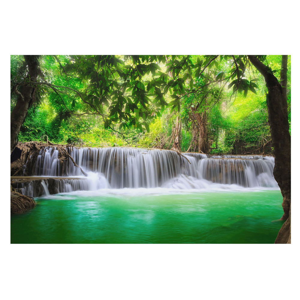 Fototapet modern la comandă O cascadă de apă într-un cadru verde