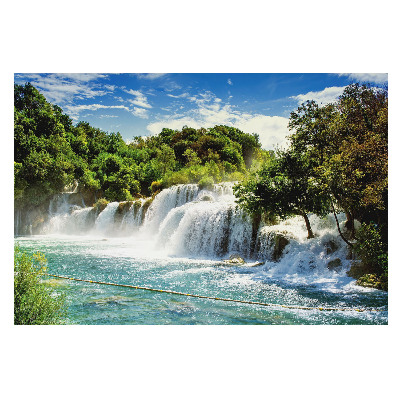 Fototapet la comandă O cascadă însorită în verdeață
