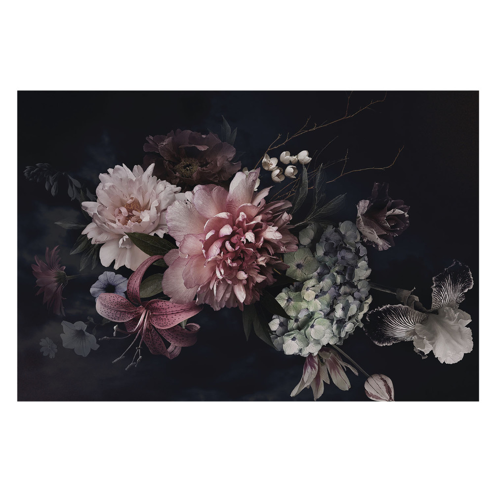 Fototapet modern pentru living Eleganță florală închisă