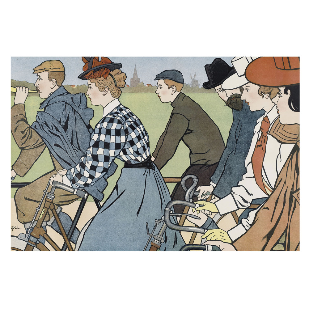 Fototapet vlies cu scenă ciclistă în stil Art Nouveau