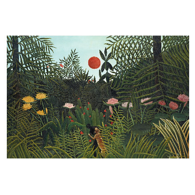 Fototapet la comandă pentru living O figură într-o junglă tropicală