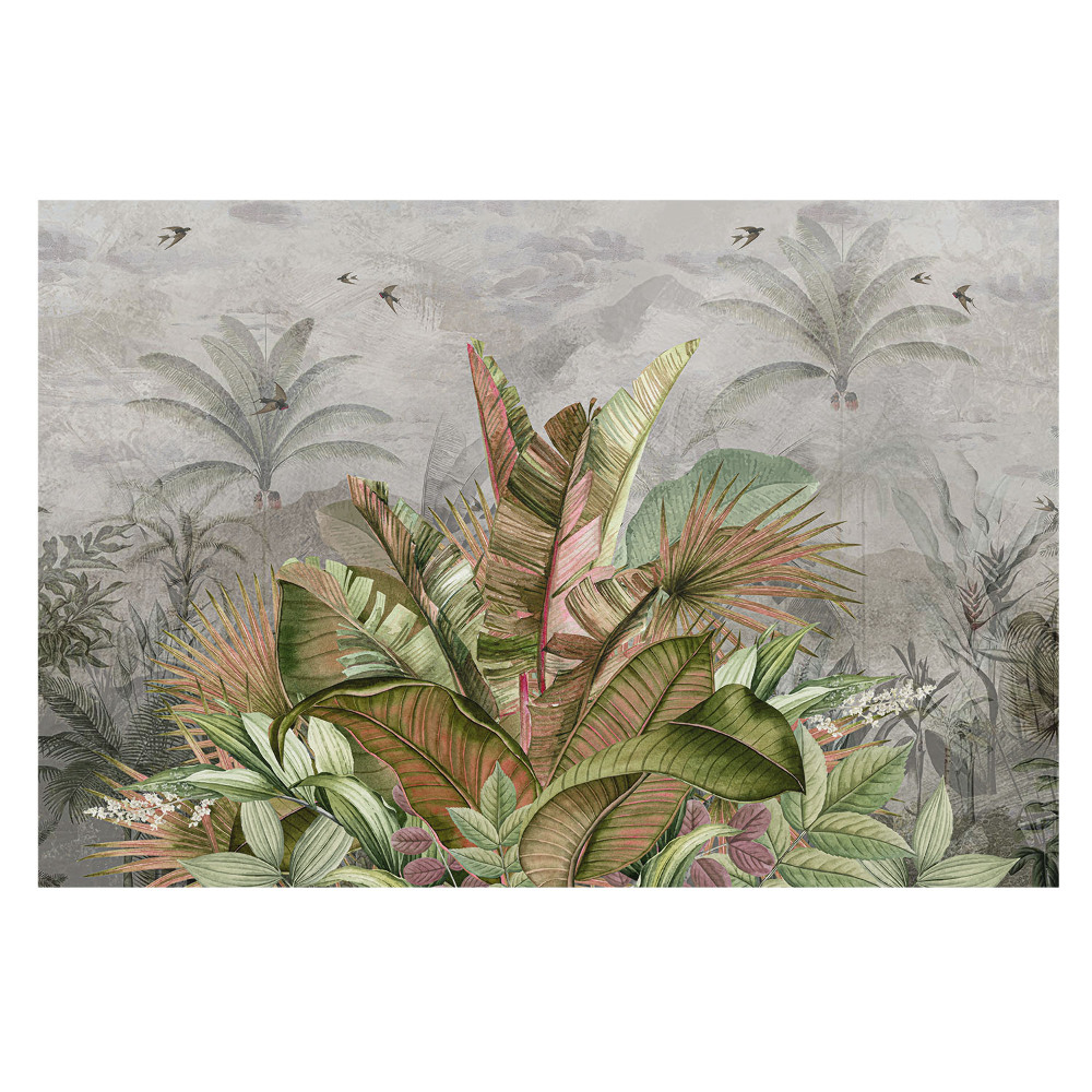 Fototapet vlies pentru living cu frunze tropicale vintage