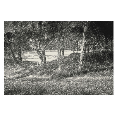 Fototapet vlies pentru living Pacea peisajului de pe malul râului