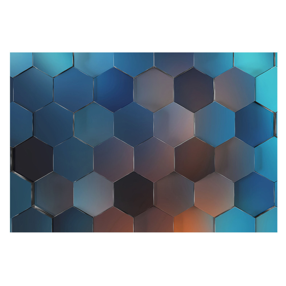 Fototapet vlies pentru dormitor Hexagone geometrice albastre