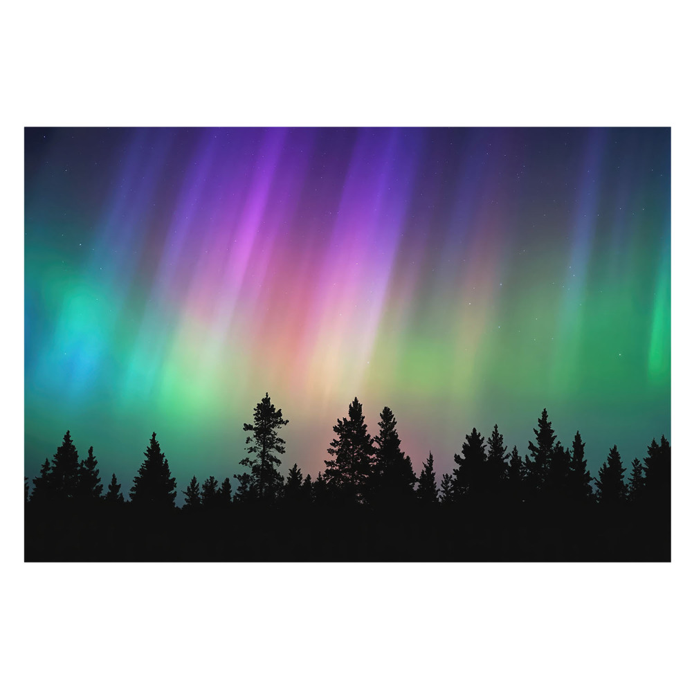 Fototapet modern Aurora boreală deasupra pădurii