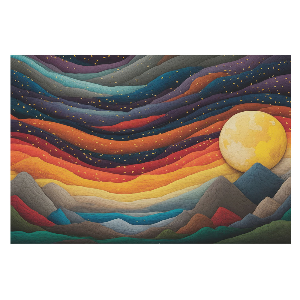 Tapet foto vlies Noapte cosmică peste vârfuri abstracte