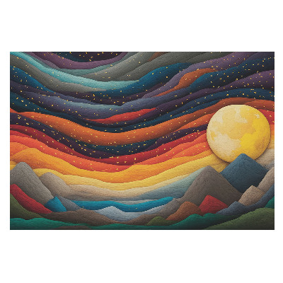 Tapet foto vlies Noapte cosmică peste vârfuri abstracte