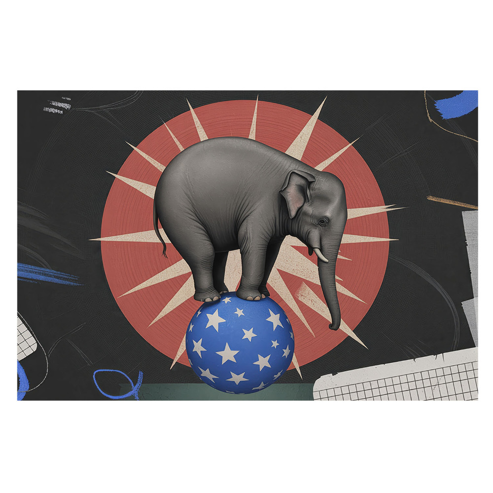 Fototapet vlies pentru dormitor Elefant de circ retro