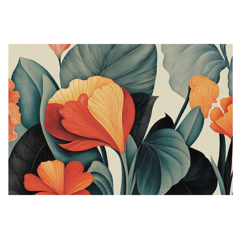 Fototapet modern pentru living Farmecul exotic al florilor colorate