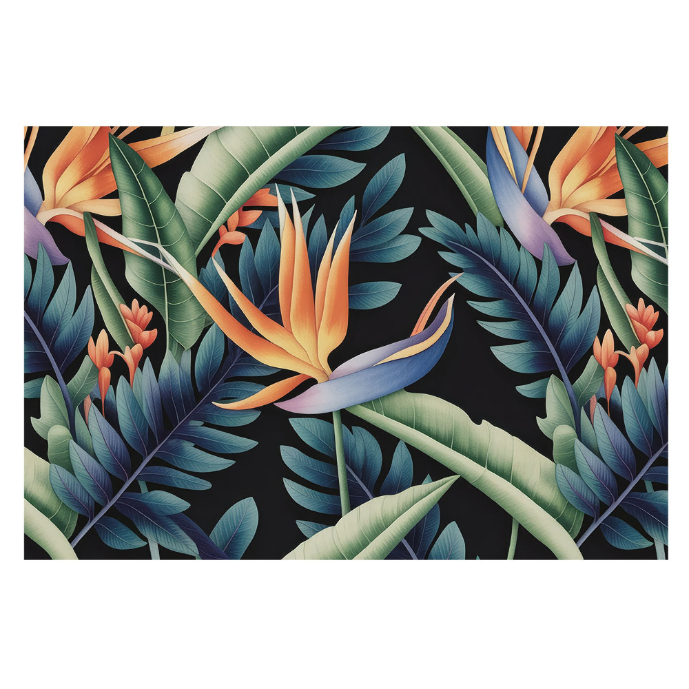Fototapet vlies pe perete O noapte tropicală într-un cadru floral