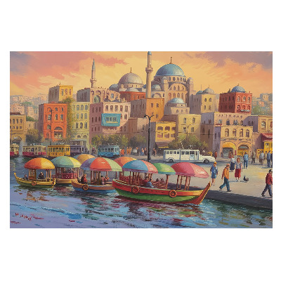 Fototapet modern Panoramă a orașului portuar în culori