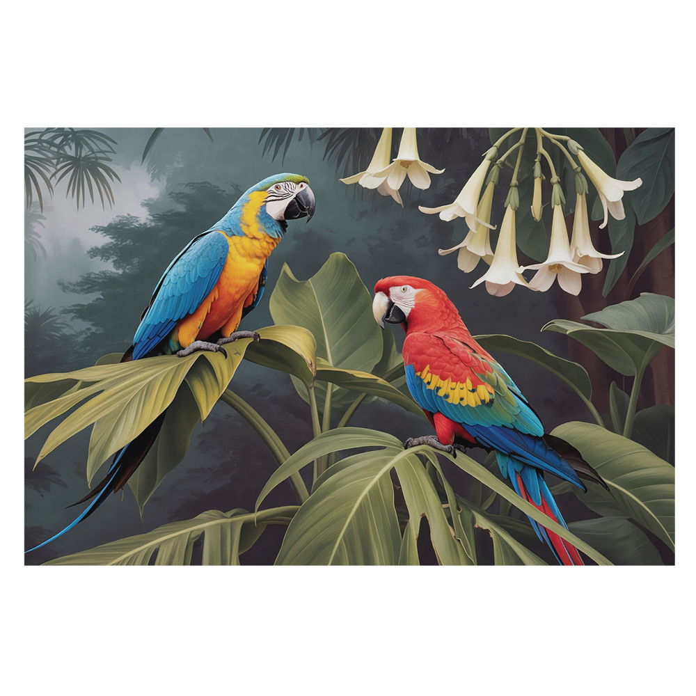 Tapet foto decorativ Exotismul colorat al păsărilor tropicale