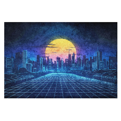 Fototapet vlies pentru copii O viziune a unui oraș futurist la apus