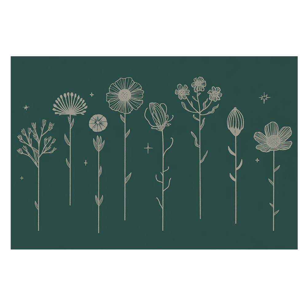 Tapet foto pe vlies Farmecul minimalist al florilor pe verdeață