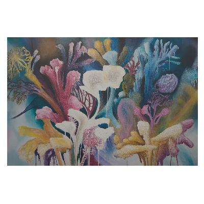 Fototapet modern pentru living Un peisaj colorat de flori abstracte