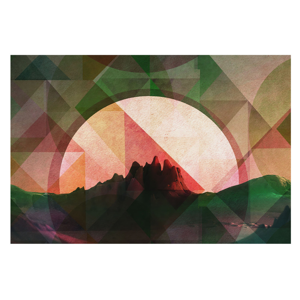 Fototapet decorativ pe perete Apus de soare peste munți geometrici