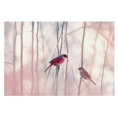 Fototapet modern la comandă O pădure roz însoțită de o pereche de păsări