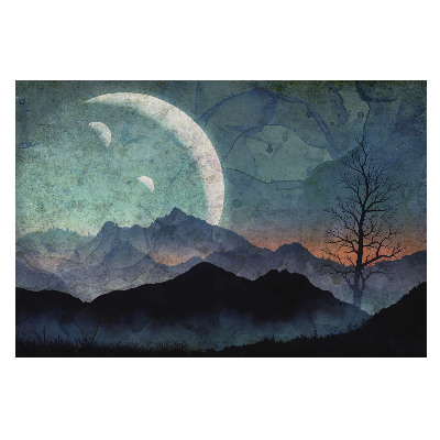 Fototapet modern Aură lunară peste vârful muntelui