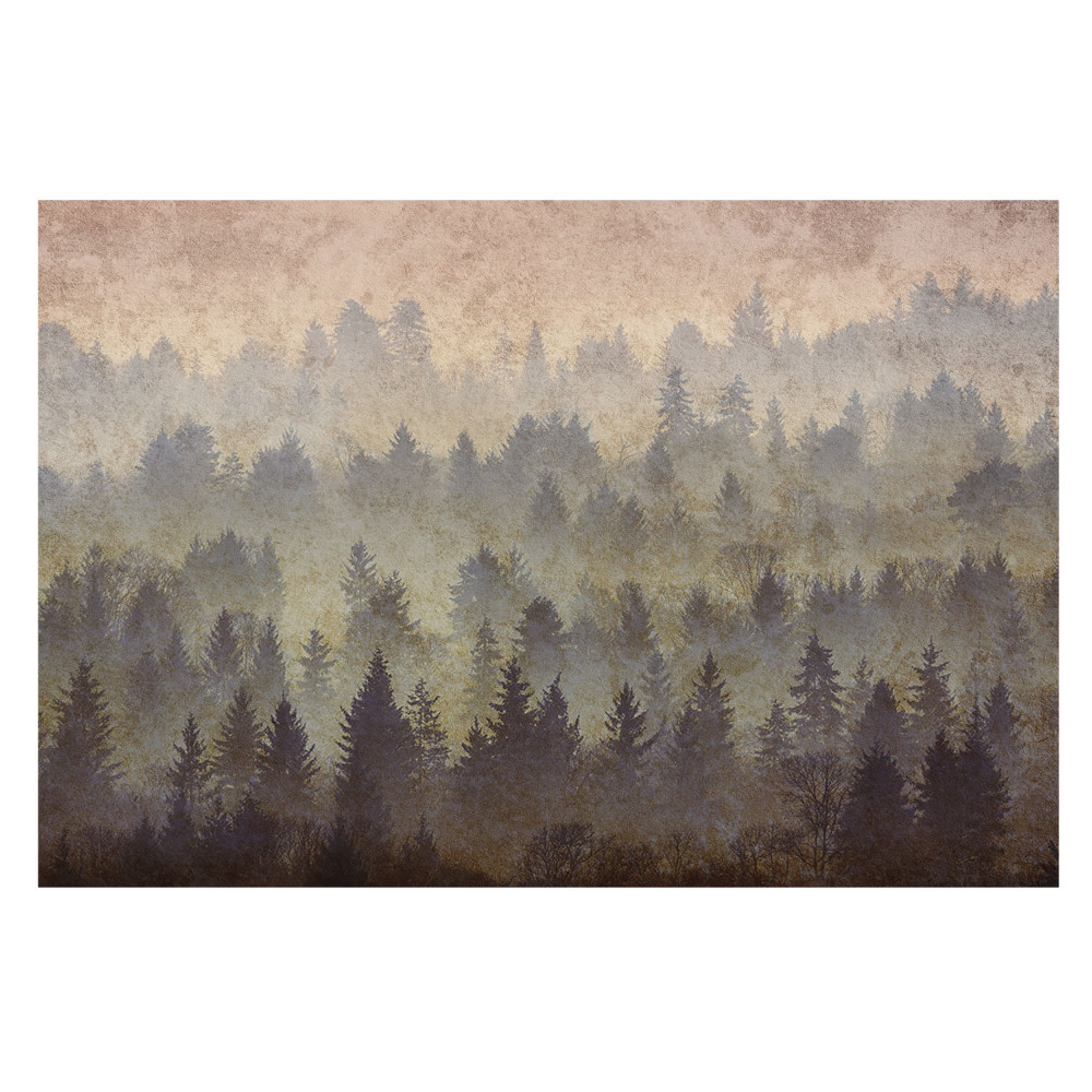 Fototapet modern la comandă O pădure atmosferică învăluită în fum