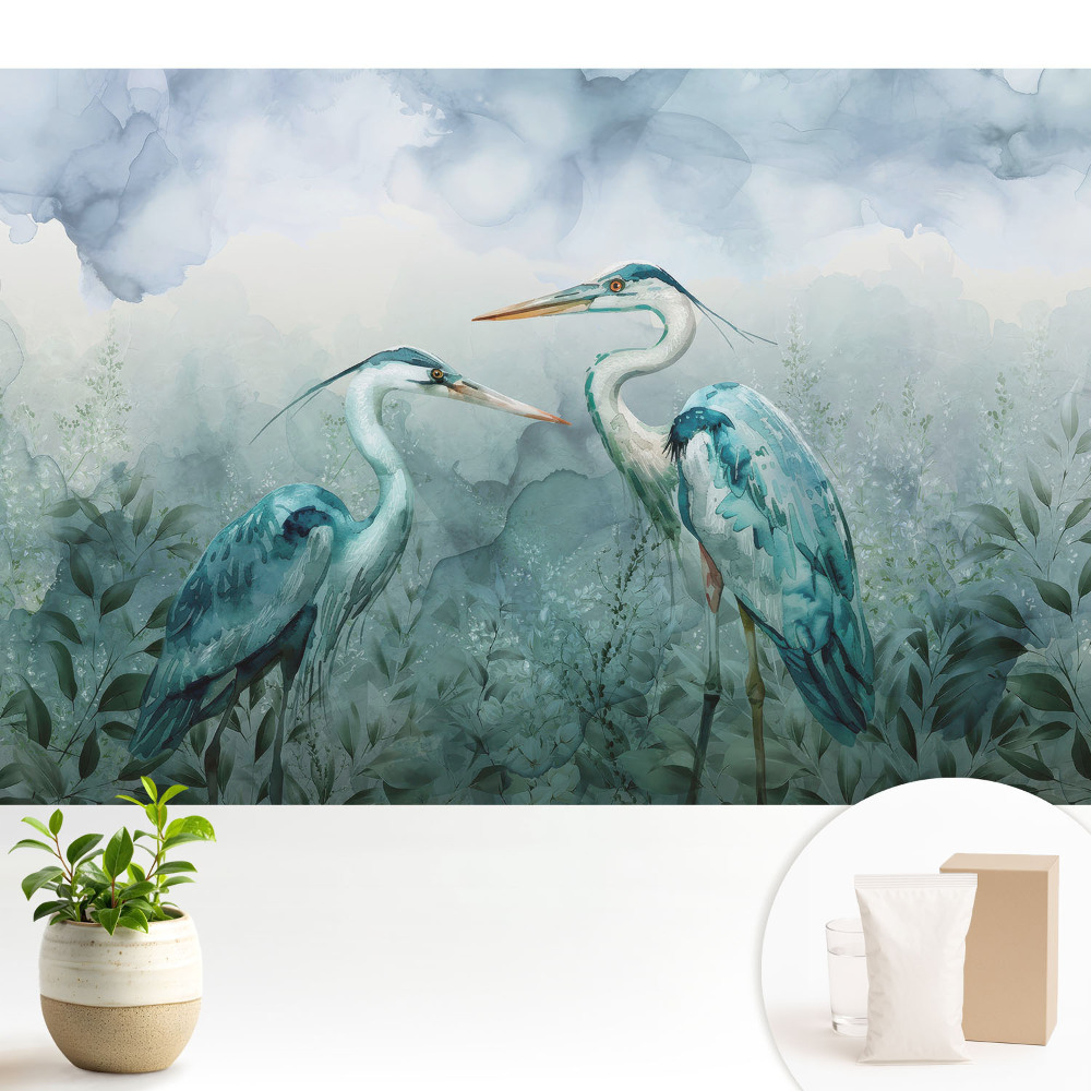Tapet Bird chic în verde