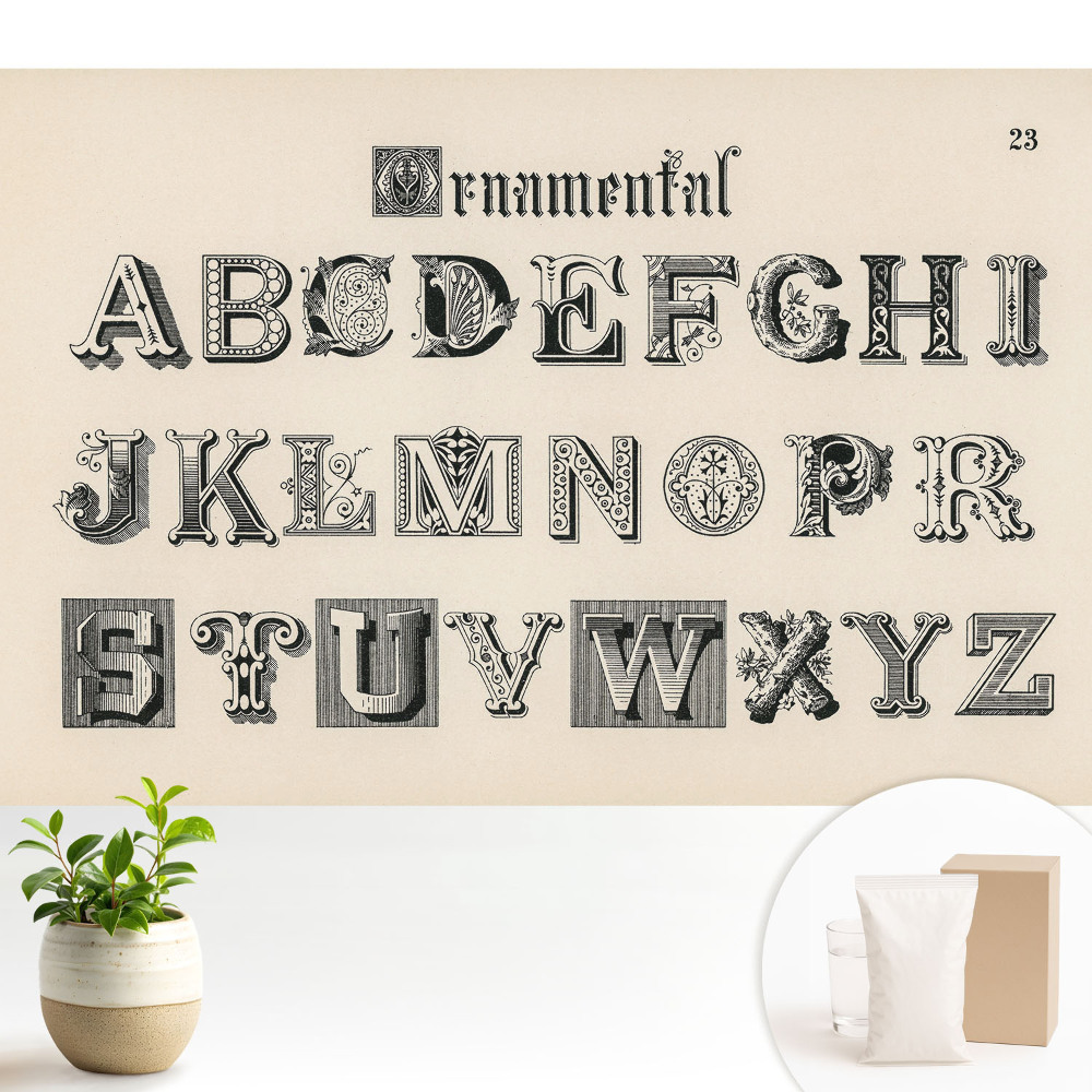 Fototapet la comandă pentru dormitor Litere decorative