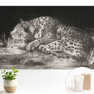 Fototapet modern la comandă Un leopard care se odihnește în iarbă