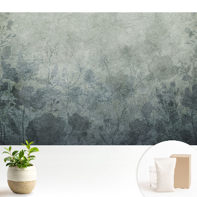 Fototapet modern pentru living Motive vegetale pe gri