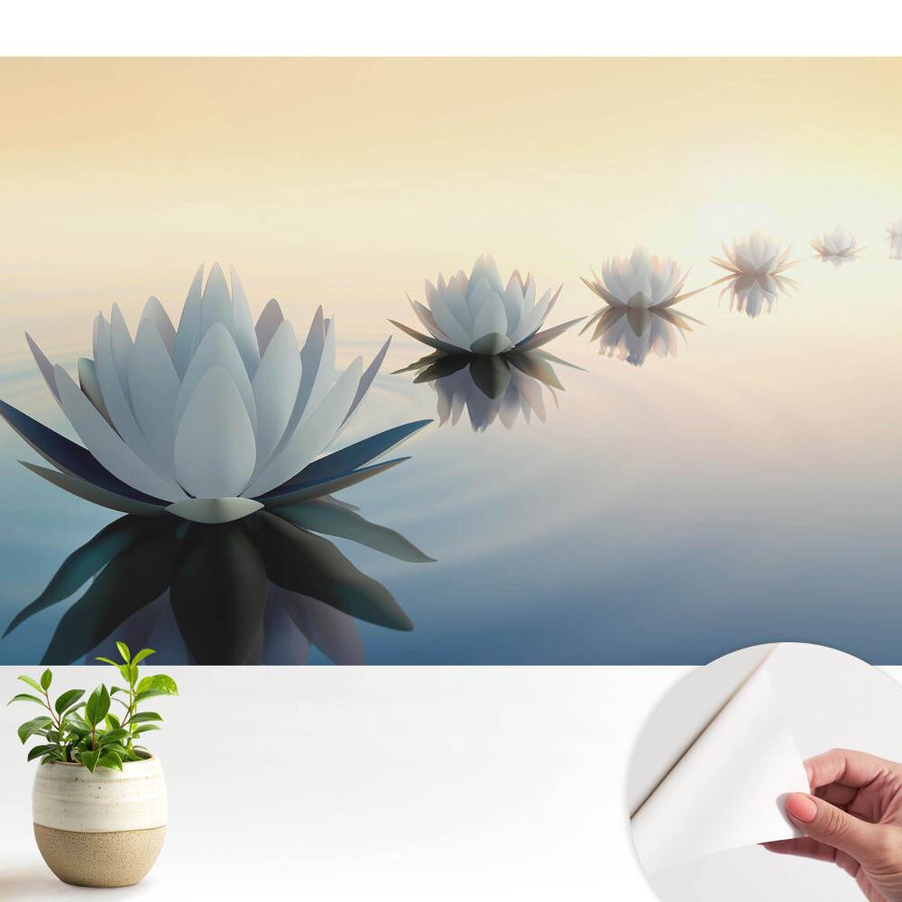 Tapet vinil Flori de lotus pe val