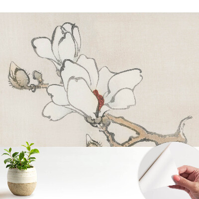 Fototapet autoadeziv pentru living Magnolii desenate cu pensula