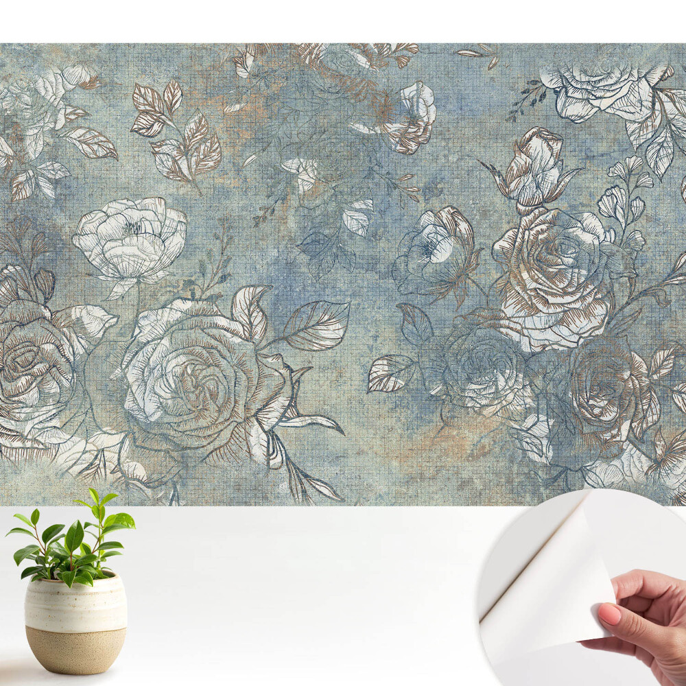 Tapet autocolant pentru perete cu model rustic de trandafir