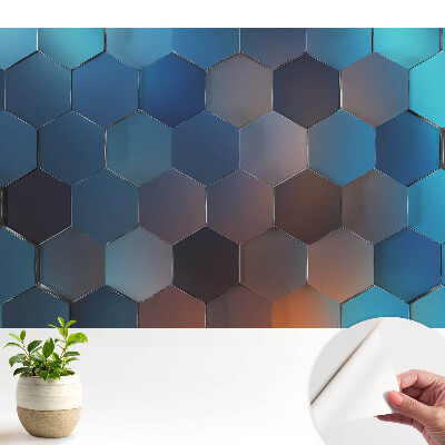 Fototapet autoadeziv pentru living Hexagone geometrice albastre