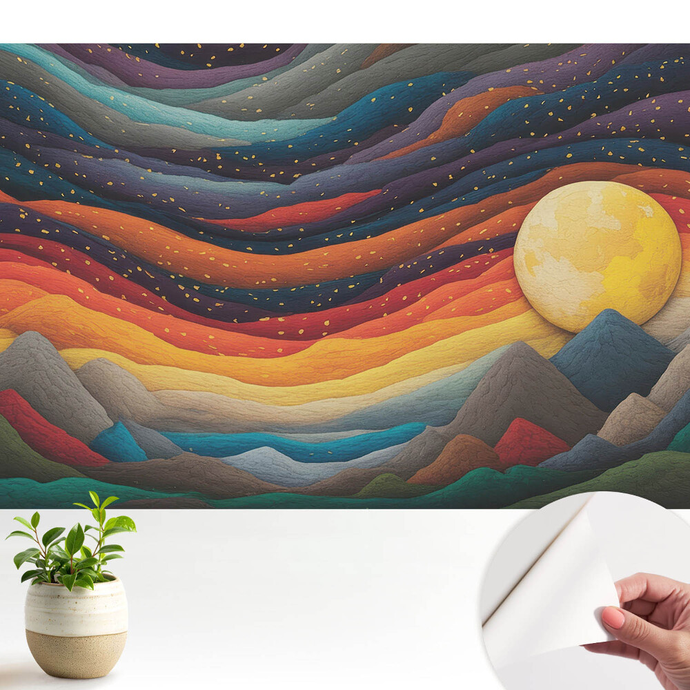 Tapet autocolant perete Noapte cosmică peste vârfuri abstracte