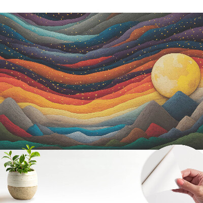 Tapet autocolant perete Noapte cosmică peste vârfuri abstracte