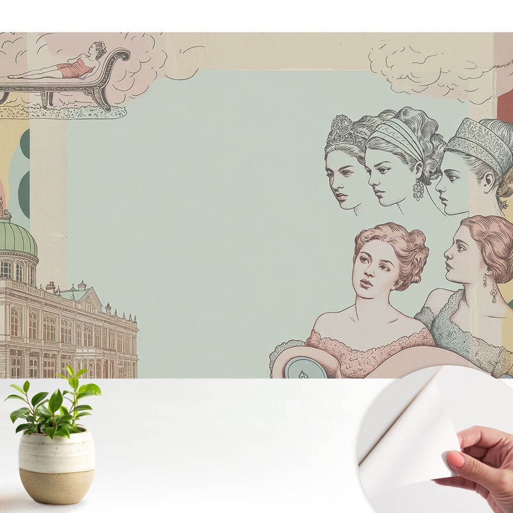 Fototapet pentru copii colaj pastel istoric