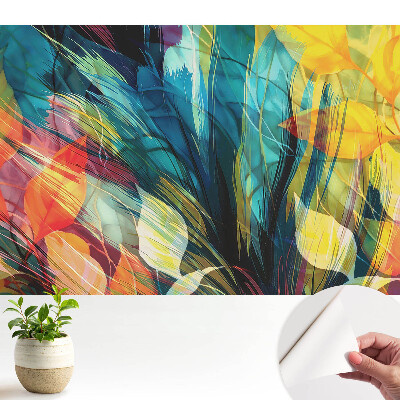 Fototapet autoadeziv pentru dormitor Motiv abstract de plante multicolore