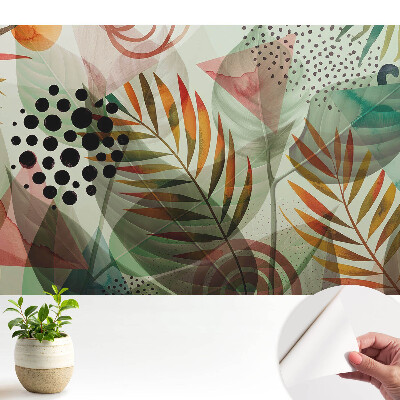 Fototapet autoadeziv pentru living Motiv geometric cu frunze