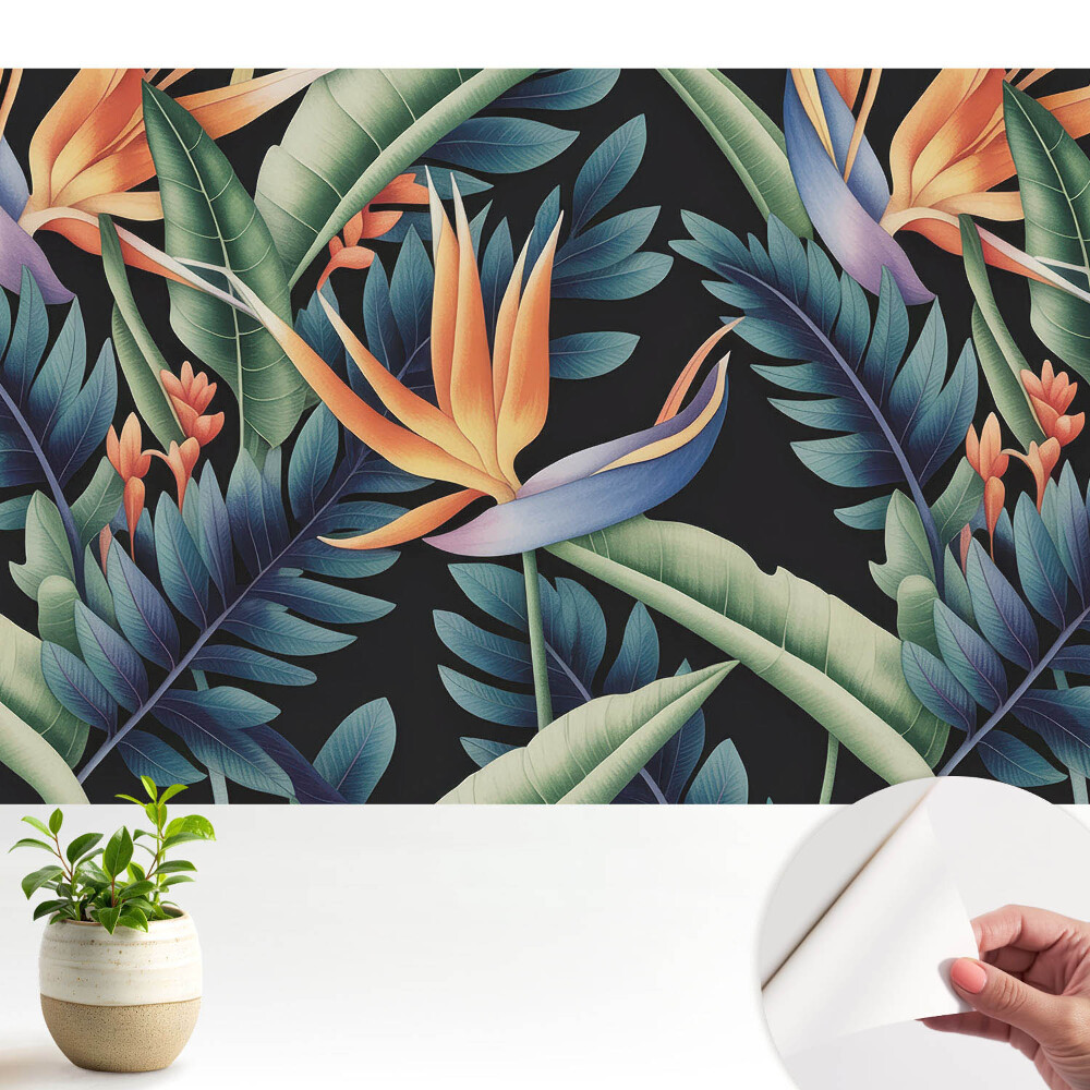 Fototapet autocolant O noapte tropicală într-un cadru floral