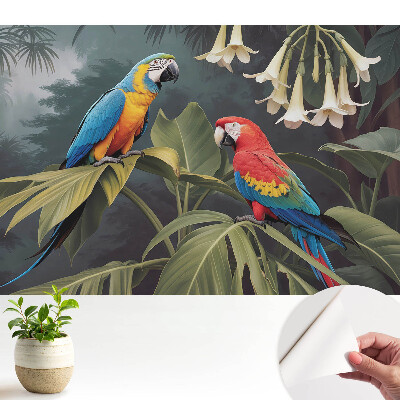 Tapet vinil Exotismul colorat al păsărilor tropicale