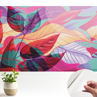 Tapet autocolant perete Stil abstract colorat cu frunze