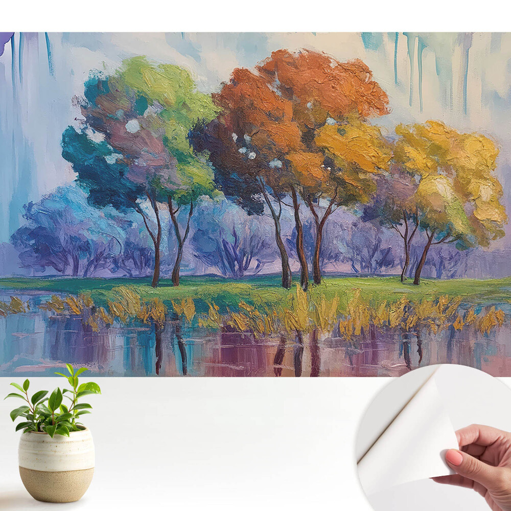 Tapet pentru camera copiilor cu o împletitură colorată de copaci abstracți