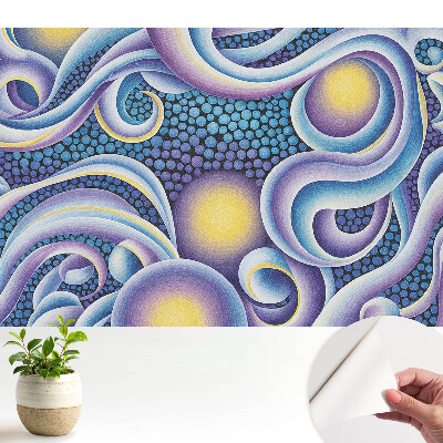 Fototapet autoadeziv pentru dormitor Spirale expresive de abstracție colorată