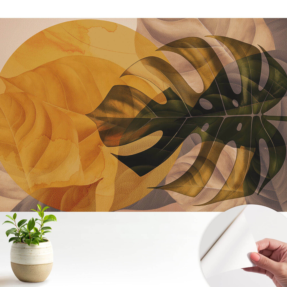 Fototapet autoadeziv pentru camera copiilor Tonuri calde de abstracție vegetală