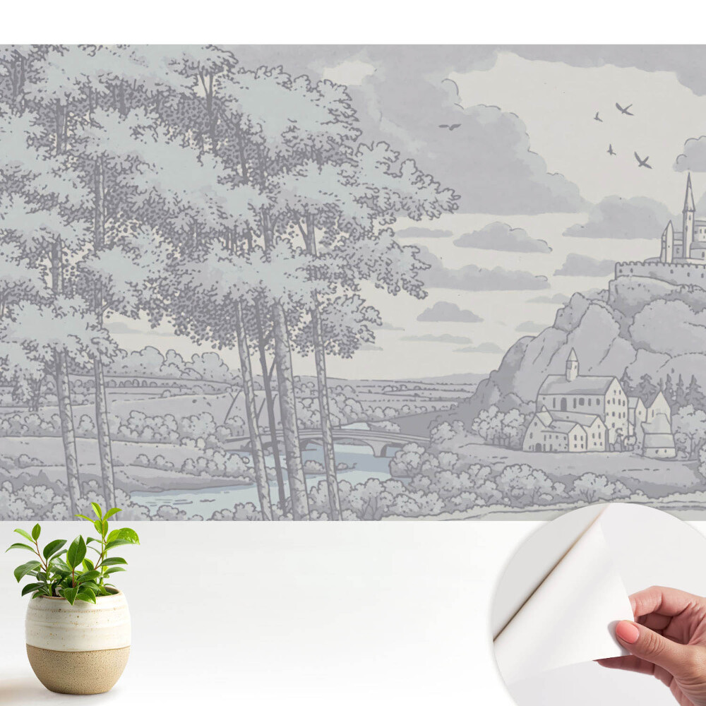 Tapet autoadeziv Ilustrație clasică a unui castel din pădure