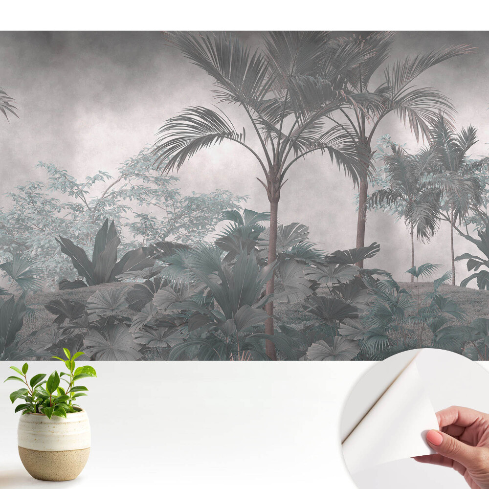 Tapet autocolant perete O viziune monocromatică a unei jungle tropicale