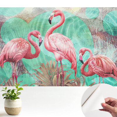 Tapet autocolant perete Flamingo în apele turcoaz