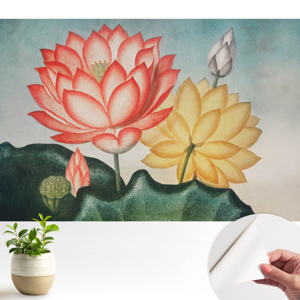 Fototapet autoadeziv pentru dormitor Flori de lotus romantice
