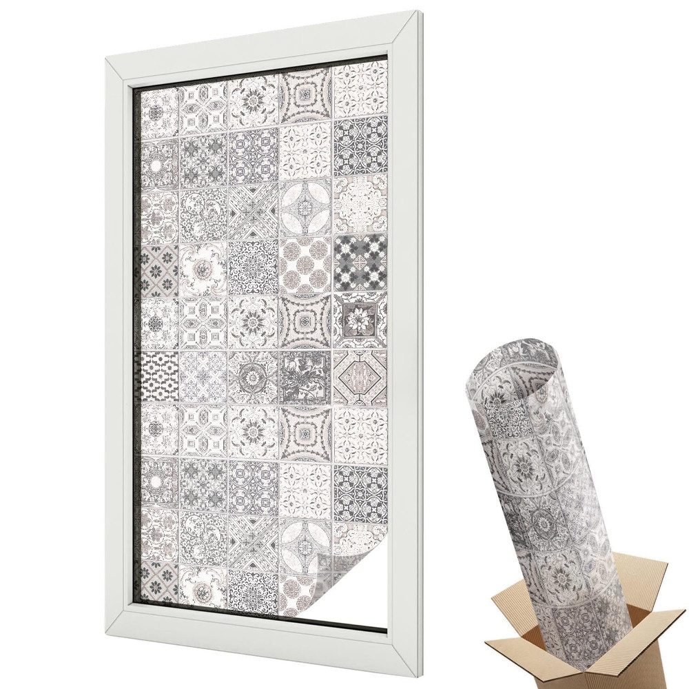 Folie pentru geamuri Model elegant de gresie în nuanțe de gri