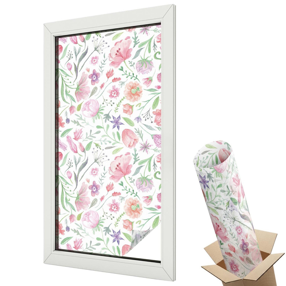 Autocolant geam termopan Flori pastelate în stil clasic