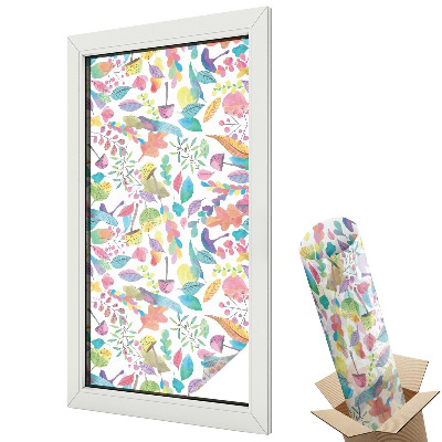 Folie pentru geamuri Pajiște colorată cu frunze de fluture