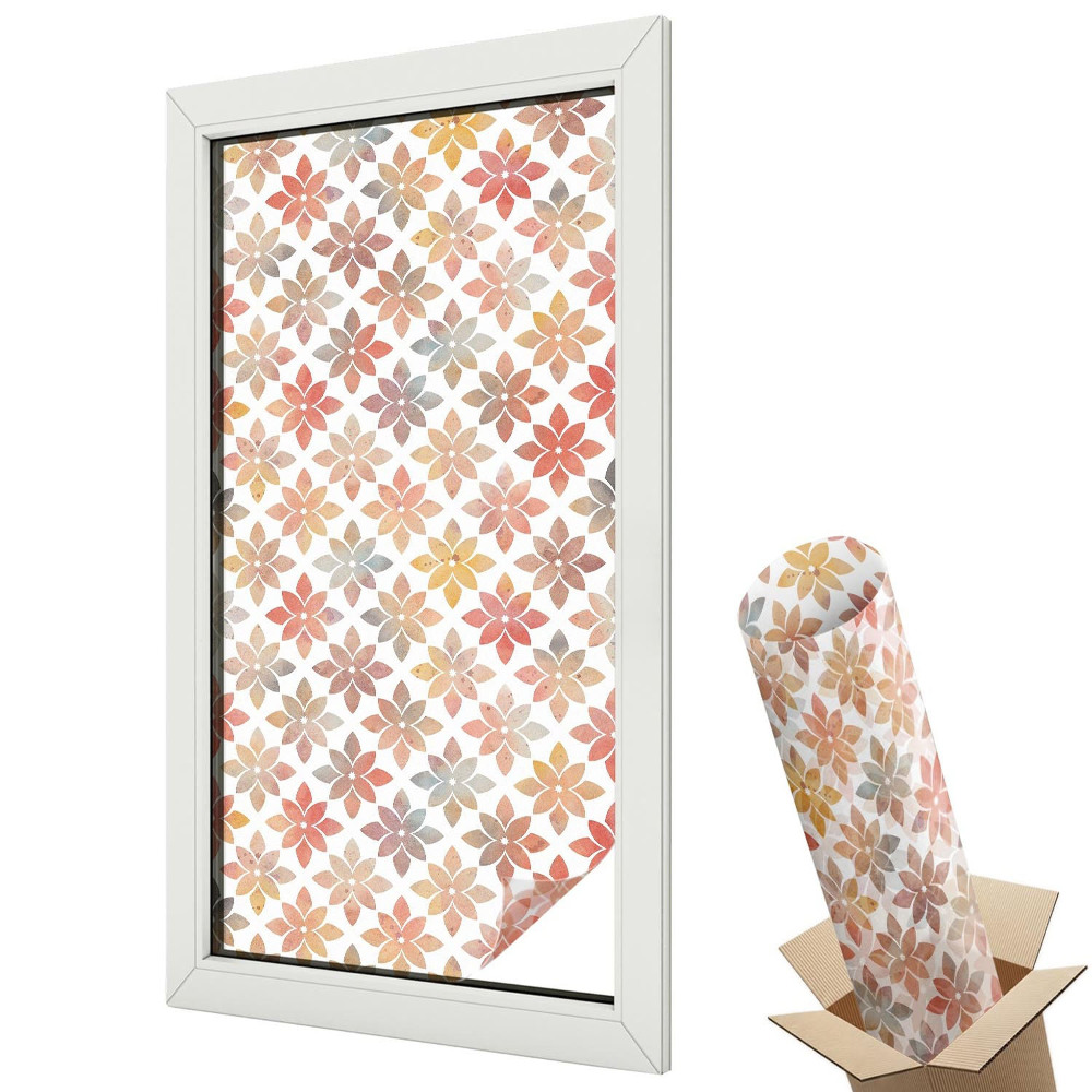 Autocolant geam termopan Flori colorate pe fundal alb